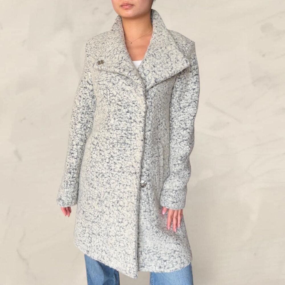 Kenneth Cole Double Breasted Wool Boucle Coat Size Small